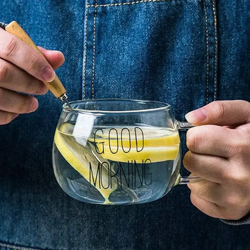 1pcs Borosilicate Good Morning Round Mug 01446