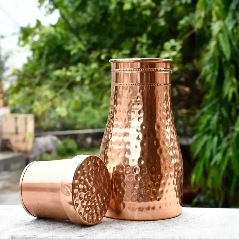Copper Bottle with Glass 01454