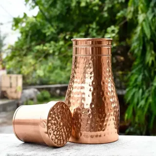 Copper Bottle with Glass 01454