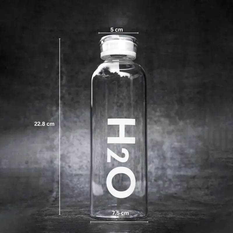 H2O Glass Water Bottle Glass Lid 01442