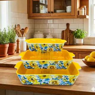 3pcs Ceramic Rectangular Serving Dish 01492