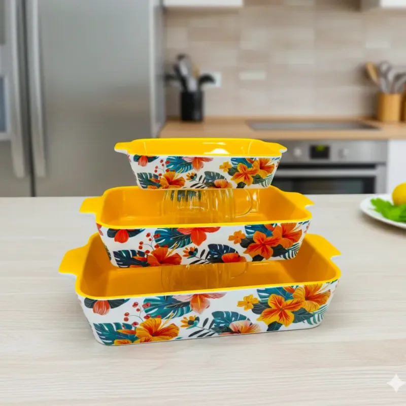3pcs Ceramic Rectangular Serving Dish 01494