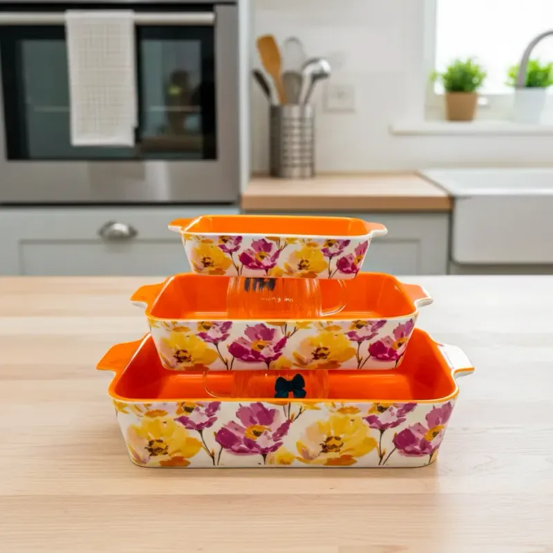 3pcs Ceramic Rectangular Serving Dish 01495