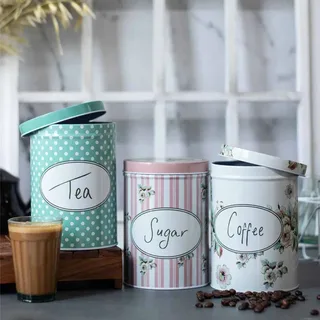 3pcs Steel Tea Coffee Sugar Container 01448