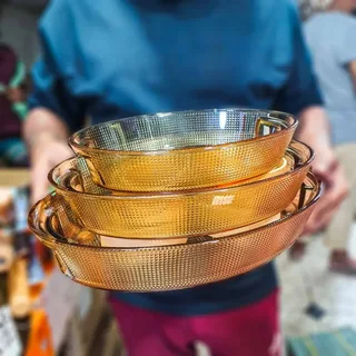 3pcs Golden Oval Serving Dish SE 01498