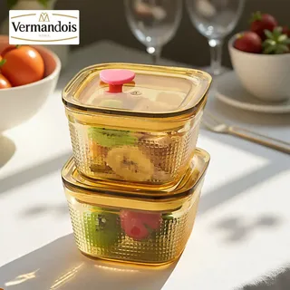 3pcs Airtight Golden Glass Food Container 01504