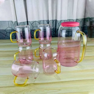 7pcs borosilicate jug set Pink 00324