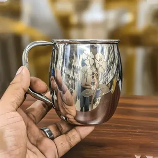 Stainless Steel Flower Design Mug 01530