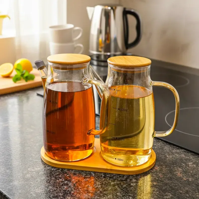 2pcs 600ml Oilpot Set with Tray 01531