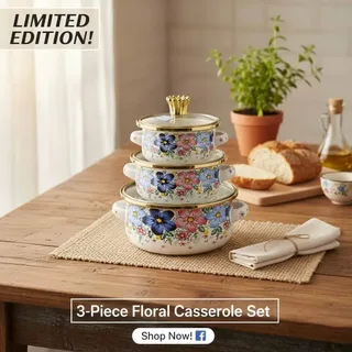 3pcs Floral Casserole Set 01564