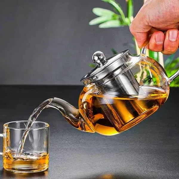 Round Fire Proof Glass Tea Pot 01595