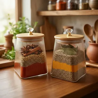 750ml Square Step Airtight Jar AH 01594