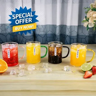 4pcs 450ml Deli Glass Water Mug Set 01011
