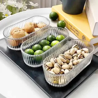 2pcs Oval Shape Fruit & Cake Glass Bowl 01633