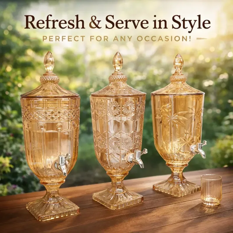 Golden Glass Juice Dispenser 00259