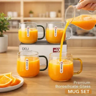 490ml 4pcs Glass Water Mug GPB 27L4 01666