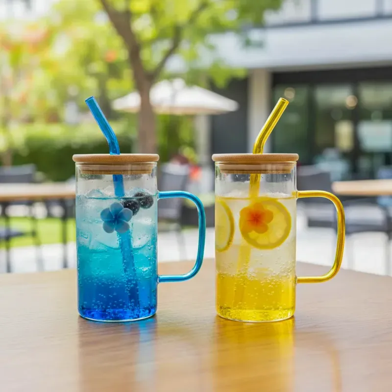 Color Handle Flower Juice Pot 01670