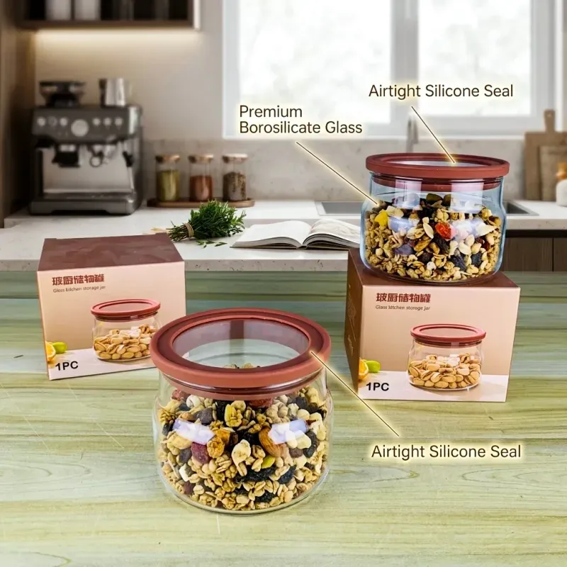600ml Airtight Silicone Cover Glass Jar (CM9022-3) 01385
