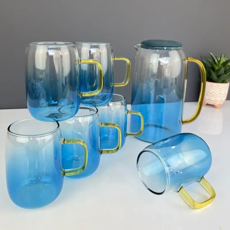 5pcs borosilicate jug set Blue 00324