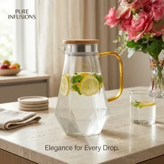 1.8 Liter Diamond Cut Wooden Lid Jug 01733