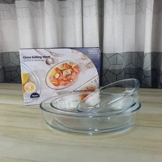 3pcs Oval Glass Serving Dish 01159