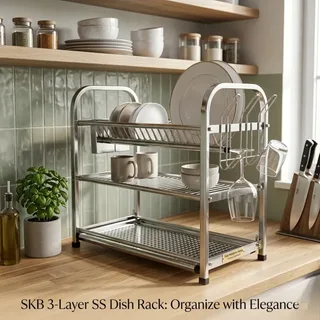 SKB 3 Layer Stainless Steel Dish Rack 01734