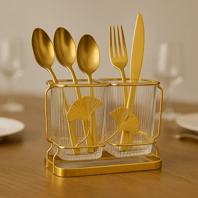 Double Spoon Holder Flower white 00070
