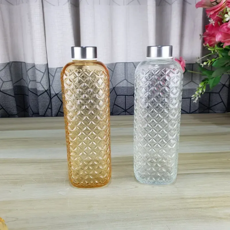 1 Liter Diamond Texture Glass Water Bottle 01795