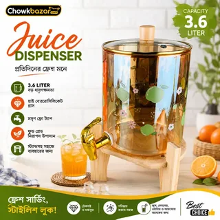 3.6 Liter Green Apple Juice Dispenser Wooden Stand 00916