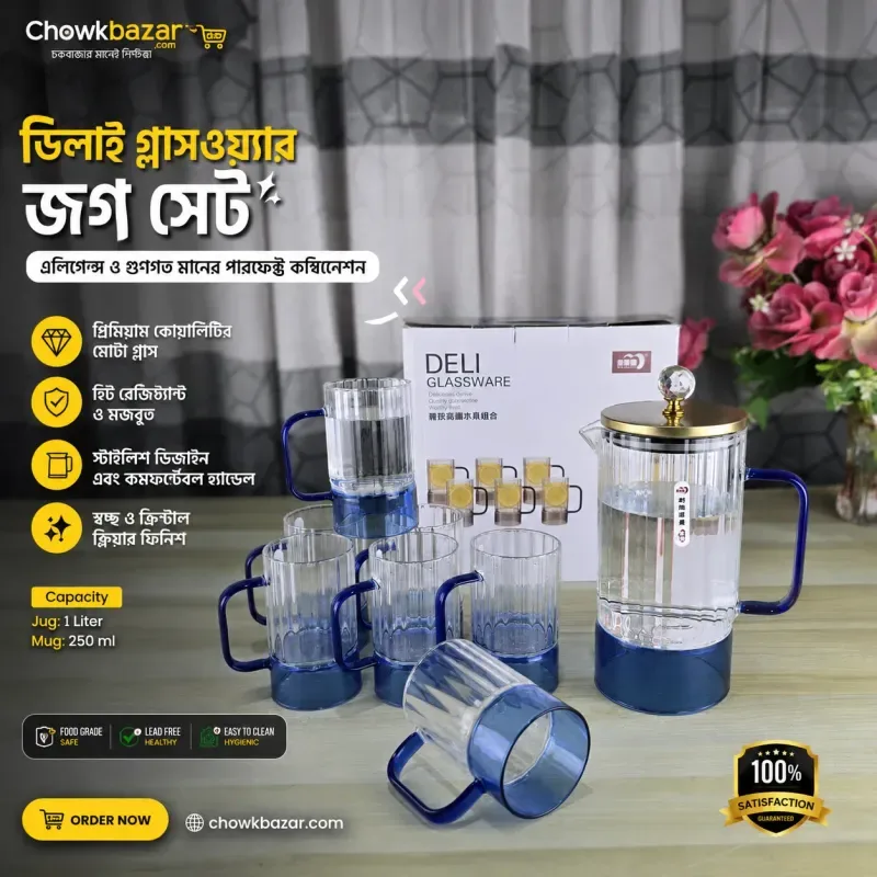 Premium Blue Glass Jug Set (GPH232B) 01824