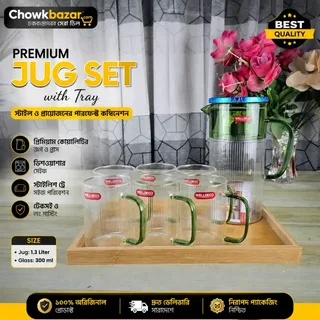 Elegant Ribbed Jug Set with Tray 01828