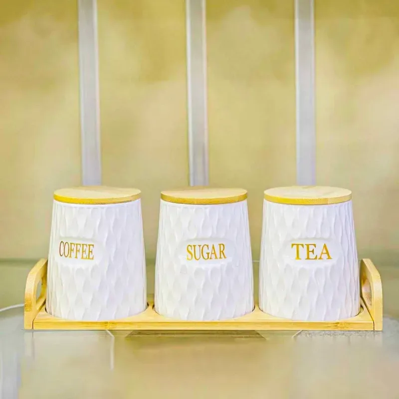 Tea Coffee Sugar Jar with Stand 01852
