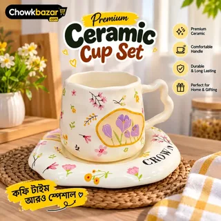 Flower Design Ceramic Coffee Mug 01868