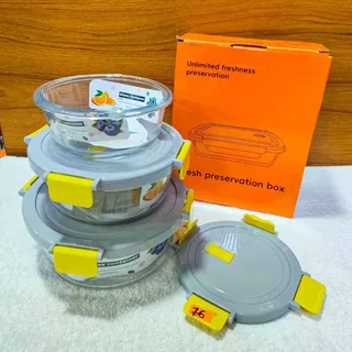 Multi Colour Round Fiber Lid Airtight Bati Set 01078