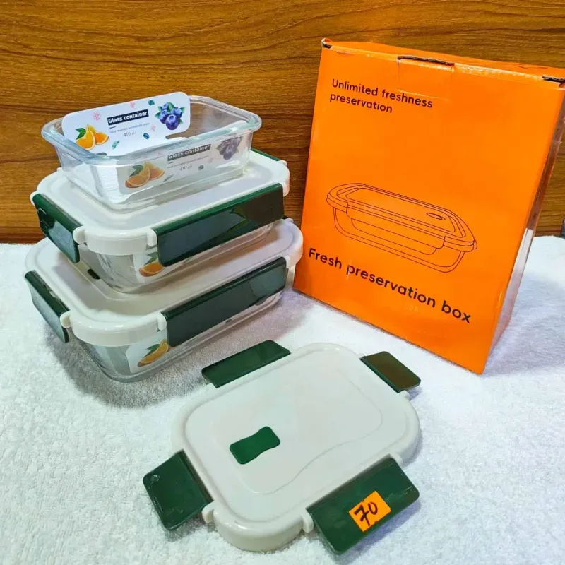 Multi Colour Square Fiber Lid Airtight Bati Set 01015