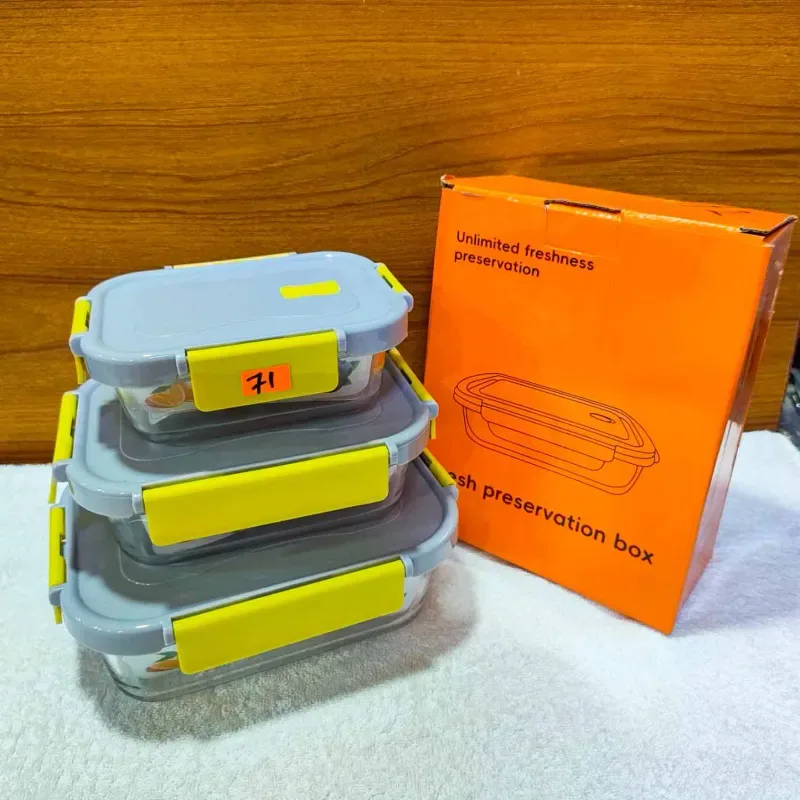 Multi Colour Square Fiber Lid Airtight Bati Set 01082