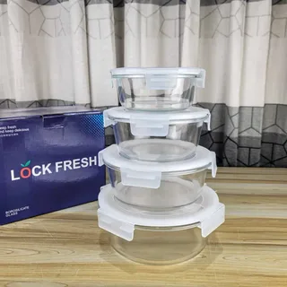 4pcs Transparent Round Airtight Bati Set 01091