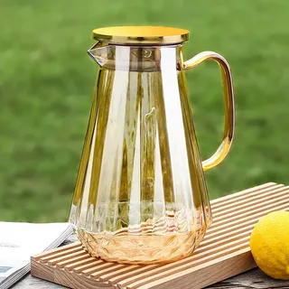 1.8 Liter Diamond Cut Golden Glass Jug 00679