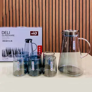 7pcs Borosilicate Glass Water Jug Set 00215-black