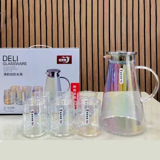 7pcs Borosilicate Glass Water Jug Set 00215-rainbow