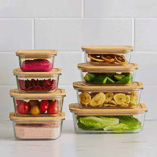 4pcs Wooden lid Airtight Bati Set 01134