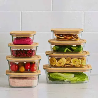 4pcs Wooden lid Airtight Bati Set 01134