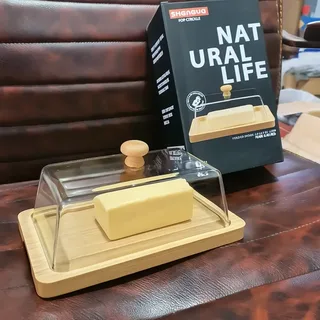 Wooden Butter Dish With Acylic Lid 01179