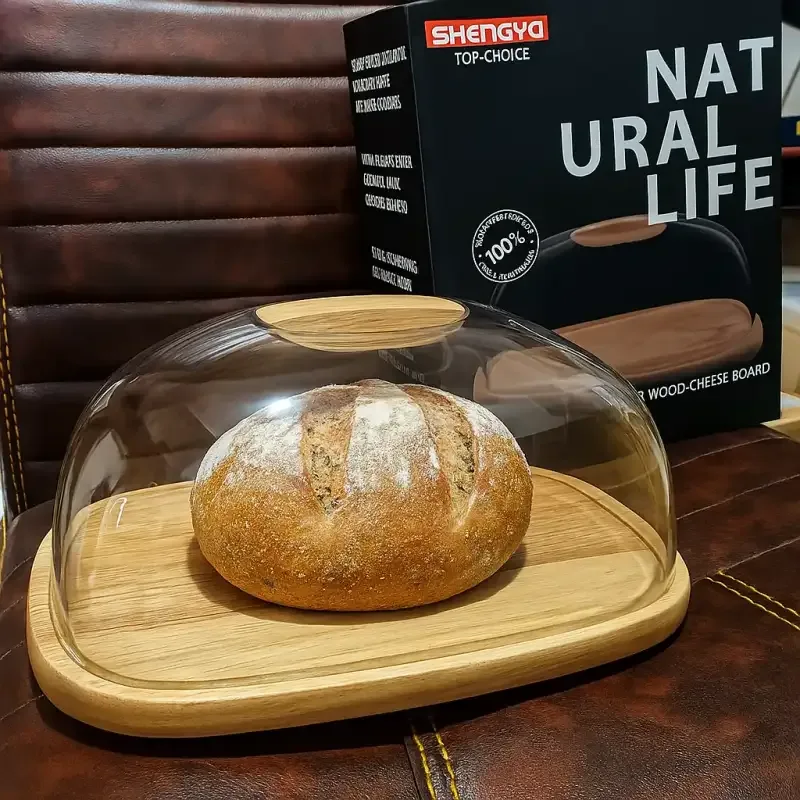 Wooden Bread Box With Acylic Lid 01178