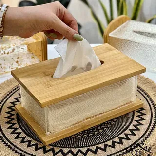 Ice Design Acrylic Wooden lid Tissue Box 01058