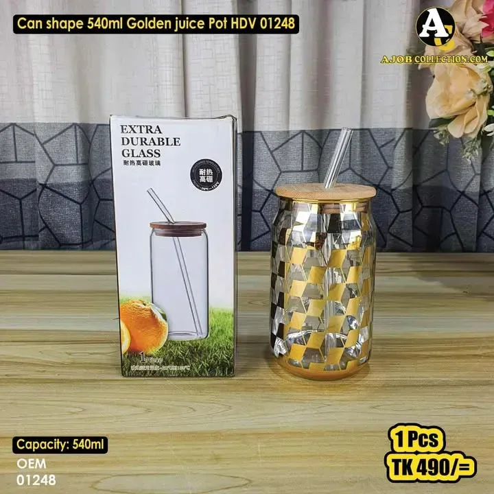 Can Shape Good 540ml Golden Juice pot with Straw HDV 01248