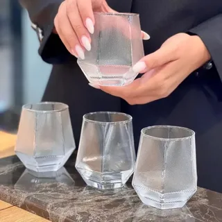 310ml Diamond Cut Glass Set Buta 01292