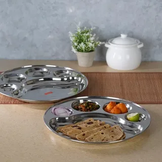 Stainless Steel Round 5 Part Lunch / Dinner Plate 01418