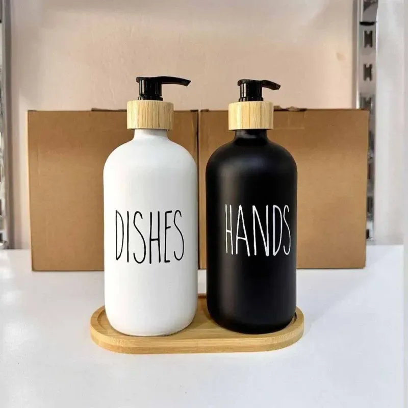 2pcs Hand & Dishes Glass Soap Dispenser 01420