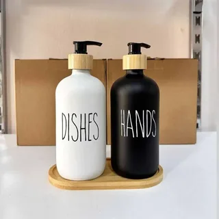 2pcs Hand & Dishes Glass Soap Dispenser 01420
